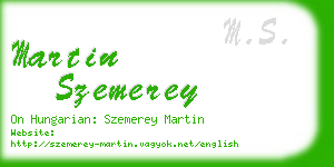martin szemerey business card